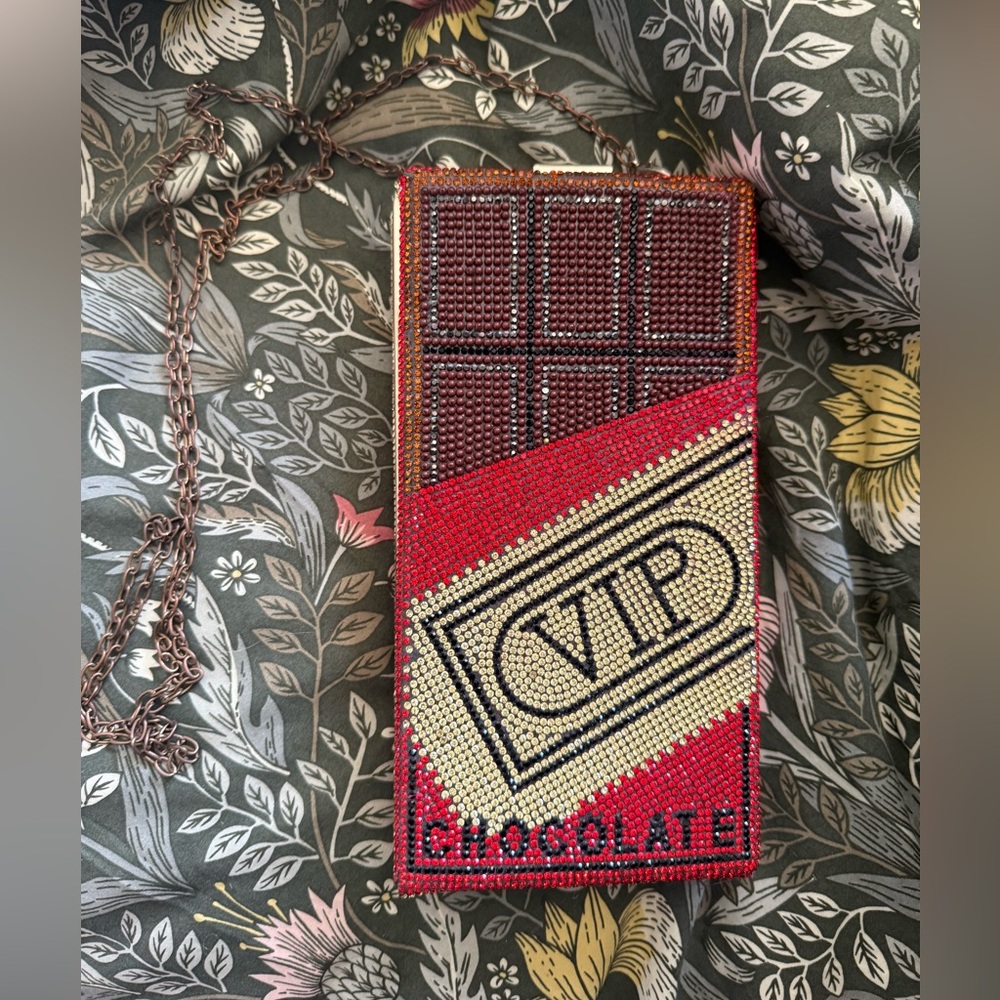 Beaded Chocolate Bar Crossbody - Red, Brown, Gold